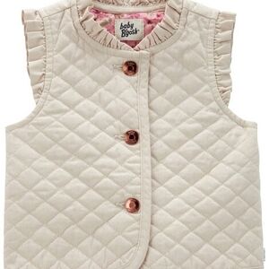 Baby Girl Cream Quilted Vest With Floral Interior
